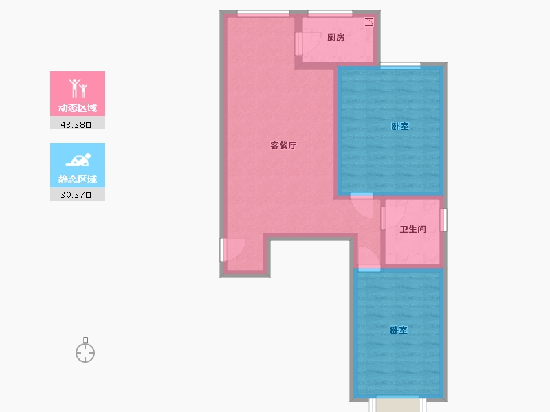 内蒙古自治区-呼和浩特市-陶然巷-65.38-户型库-动静分区