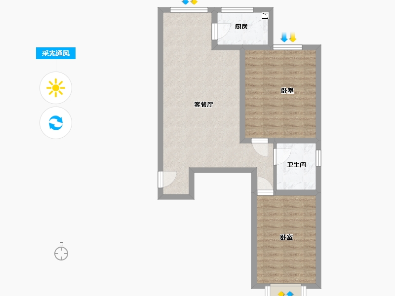 内蒙古自治区-呼和浩特市-陶然巷-65.38-户型库-采光通风