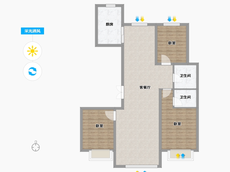 内蒙古自治区-包头市-方兴·衛仕府-108.00-户型库-采光通风