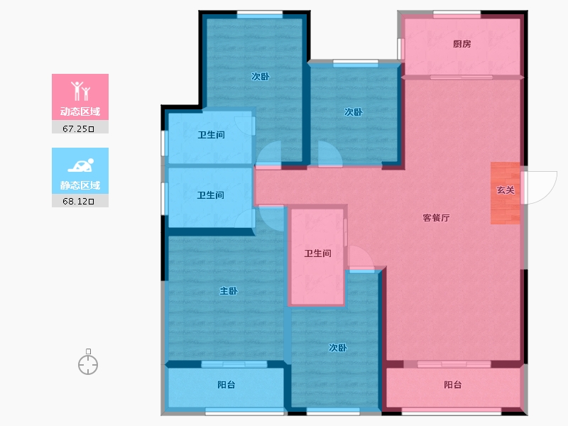 云南省-曲靖市-云溪白鹭-121.67-户型库-动静分区