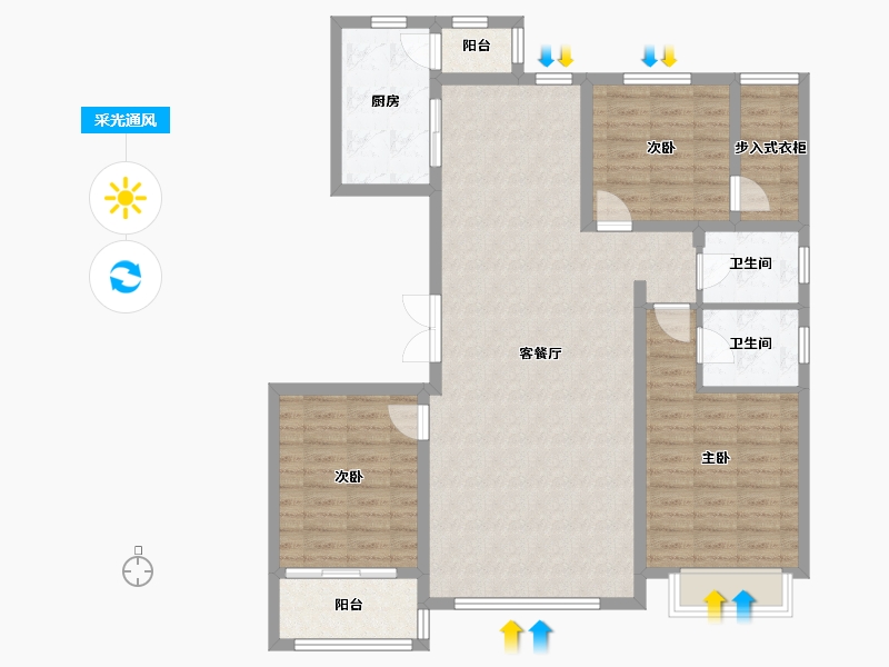 内蒙古自治区-呼和浩特市-衡达·丁香河畔-110.13-户型库-采光通风