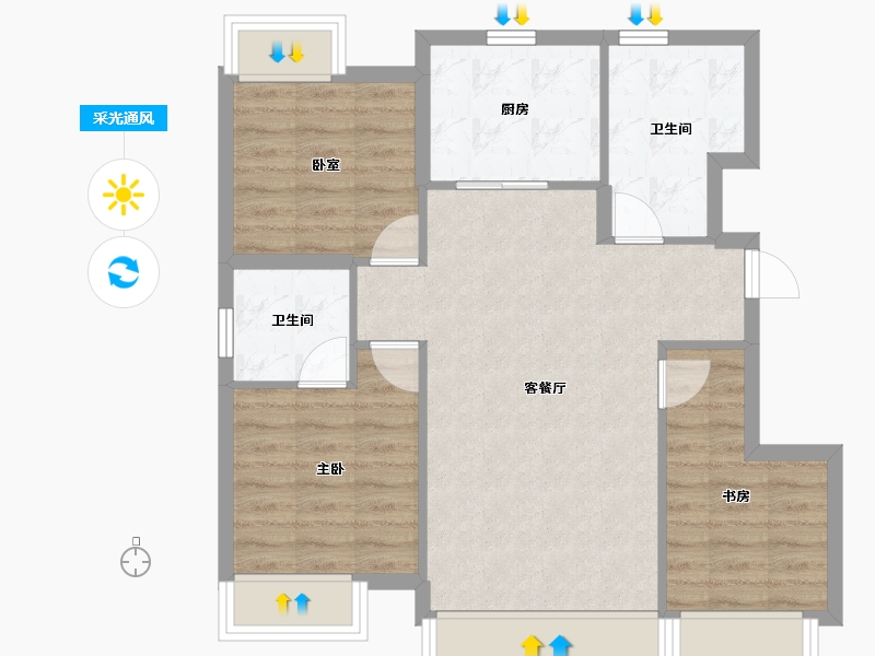 辽宁省-大连市-保利堂悦-72.06-户型库-采光通风