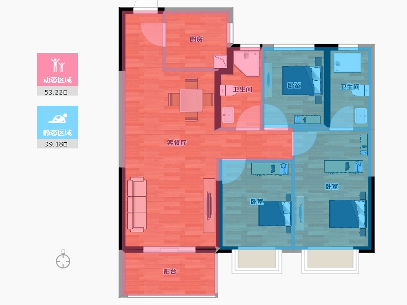 云南省-昆明市-招商依湾郡-82.99-户型库-动静分区