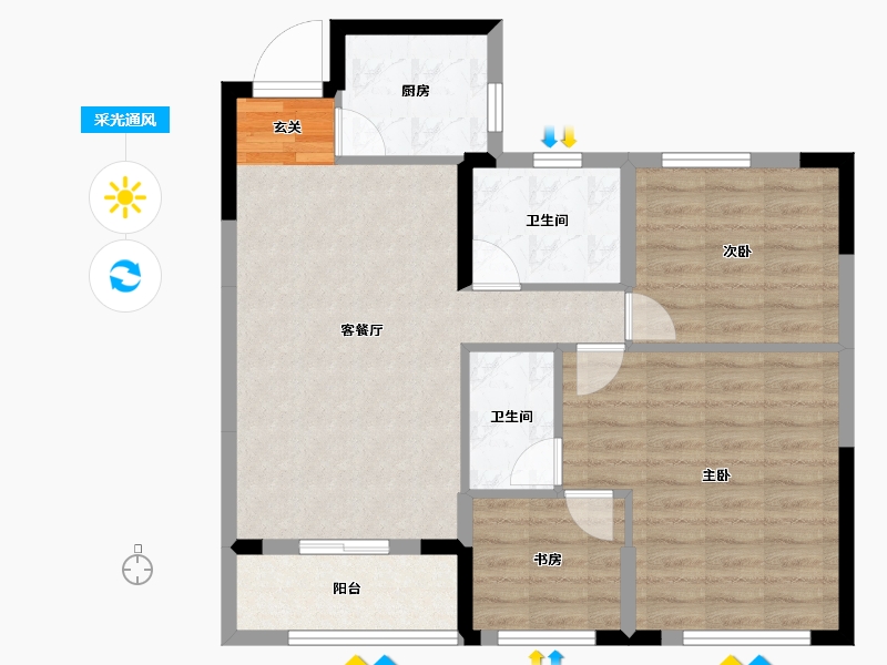 云南省-曲靖市-云溪白鹭-79.46-户型库-采光通风