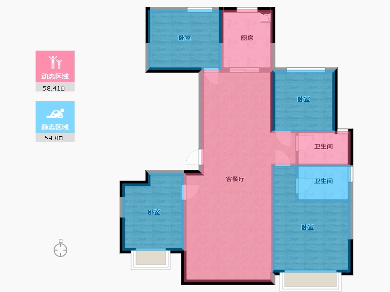 内蒙古自治区-通辽市-安华·汇悦府-101.56-户型库-动静分区