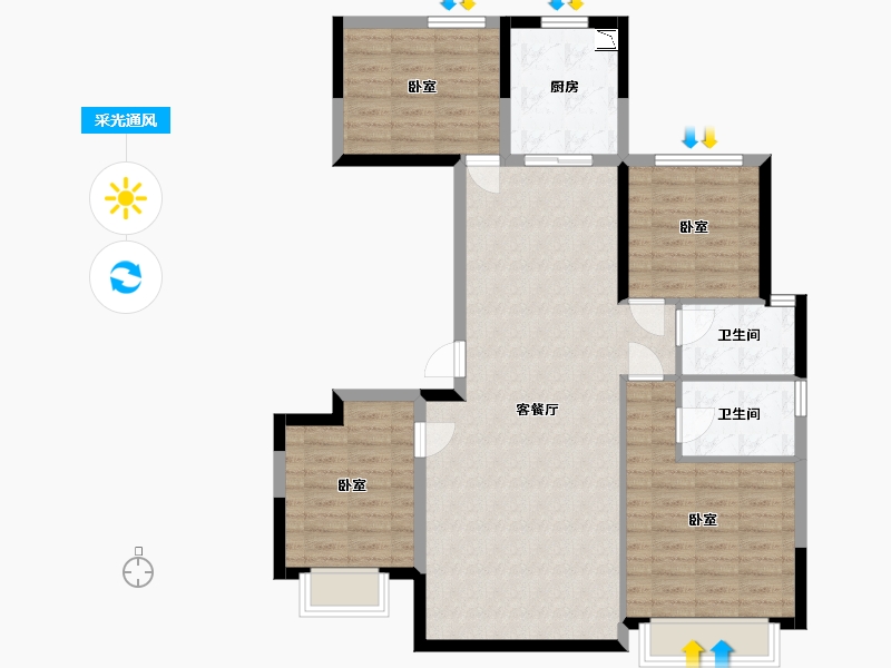 内蒙古自治区-通辽市-安华·汇悦府-101.56-户型库-采光通风