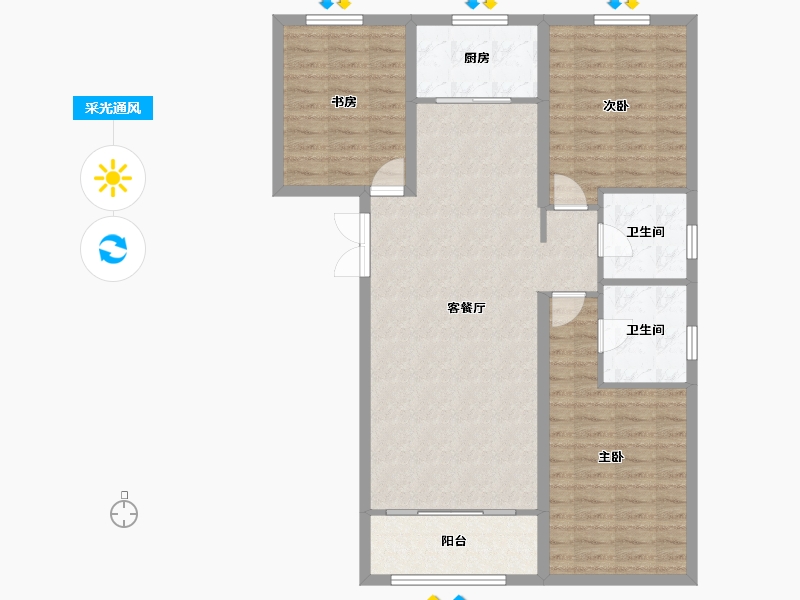 内蒙古自治区-呼和浩特市-金宇·新天地-100.05-户型库-采光通风