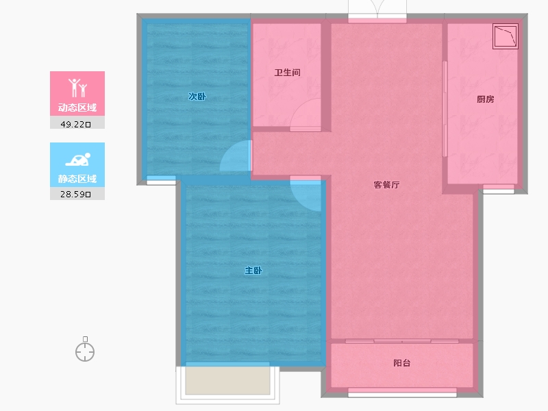 内蒙古自治区-呼和浩特市-铁骑·华府-69.85-户型库-动静分区