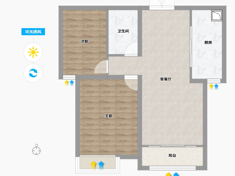 内蒙古自治区-呼和浩特市-铁骑·华府-69.85-户型库-采光通风