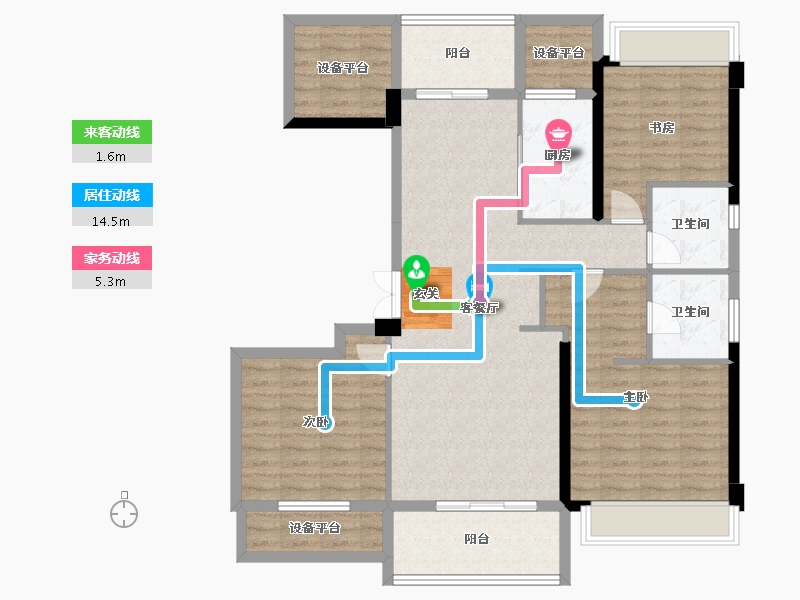 云南省-曲靖市-金博玫瑰园-113.44-户型库-动静线