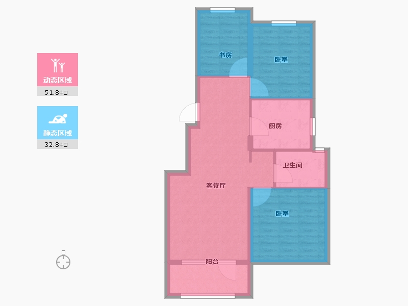 辽宁省-大连市-中海牧雲山-76.00-户型库-动静分区