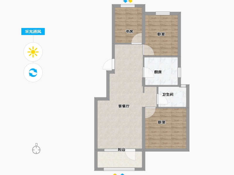 辽宁省-大连市-中海牧雲山-76.00-户型库-采光通风