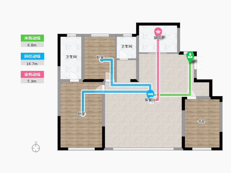 辽宁省-盘锦市-大洼公园里-124.00-户型库-动静线