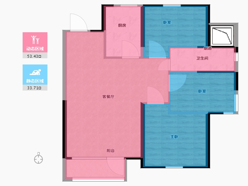 辽宁省-抚顺市-水岸名苑-80.01-户型库-动静分区