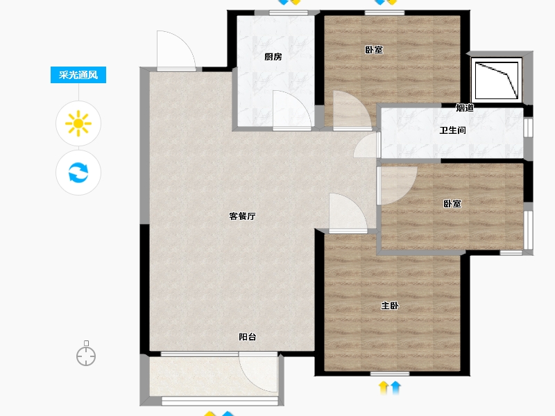 辽宁省-抚顺市-水岸名苑-80.01-户型库-采光通风