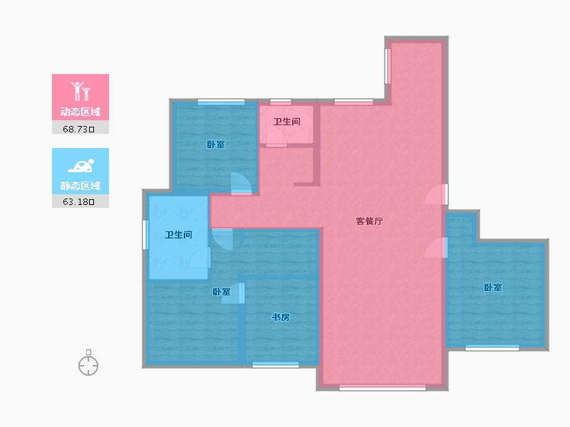 内蒙古自治区-鄂尔多斯市-城投·海昌鑫园-119.50-户型库-动静分区