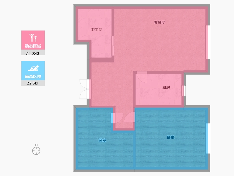 辽宁省-大连市-南山家里-53.99-户型库-动静分区