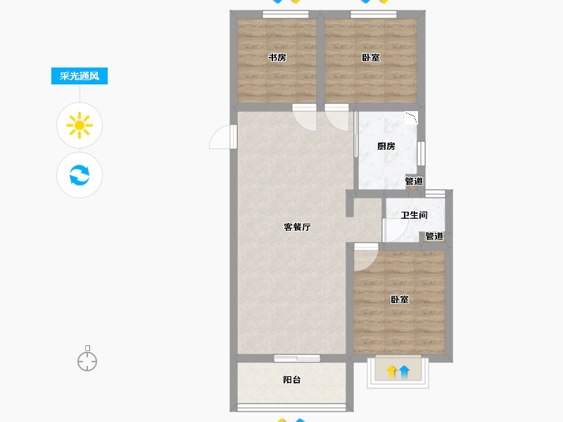 山西省-太原市-红星紫御华府-68.62-户型库-采光通风