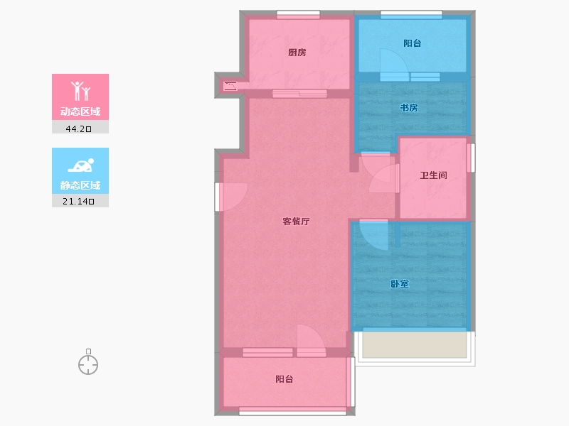 辽宁省-大连市-华润置地公元九里-57.52-户型库-动静分区