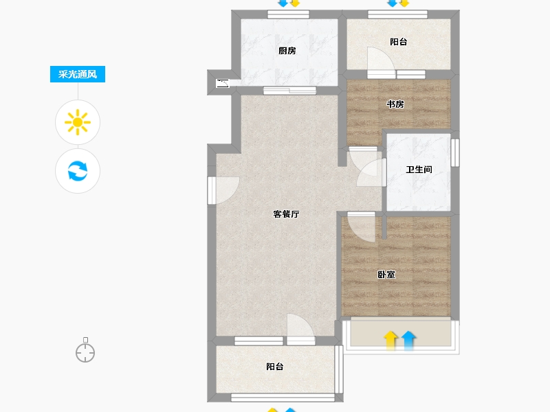 辽宁省-大连市-华润置地公元九里-57.52-户型库-采光通风