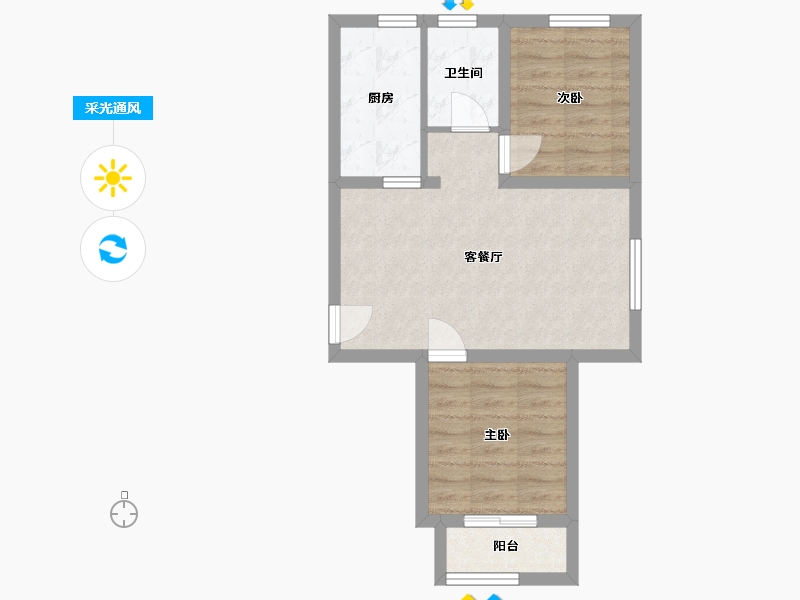 河北省-廊坊市-花香小镇二期-49.95-户型库-采光通风