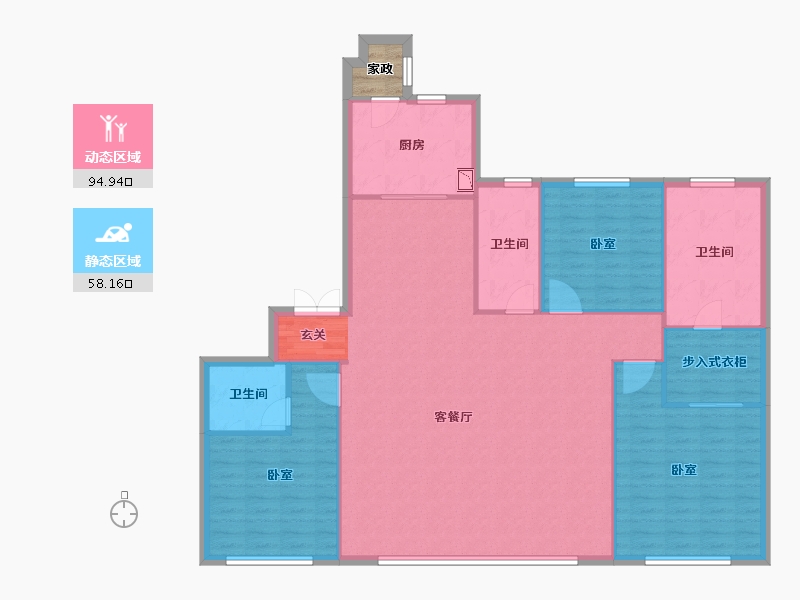 辽宁省-沈阳市-阳光城·和平101-144.06-户型库-动静分区