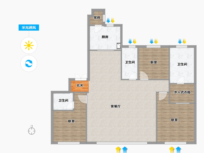 辽宁省-沈阳市-阳光城·和平101-144.06-户型库-采光通风