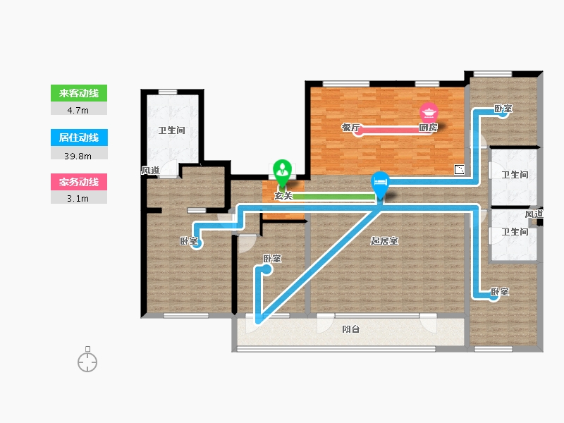 辽宁省-盘锦市-盘锦万科城·如园-171.36-户型库-动静线