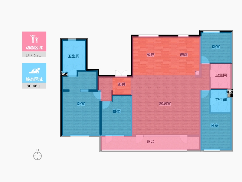 辽宁省-盘锦市-盘锦万科城·如园-171.36-户型库-动静分区