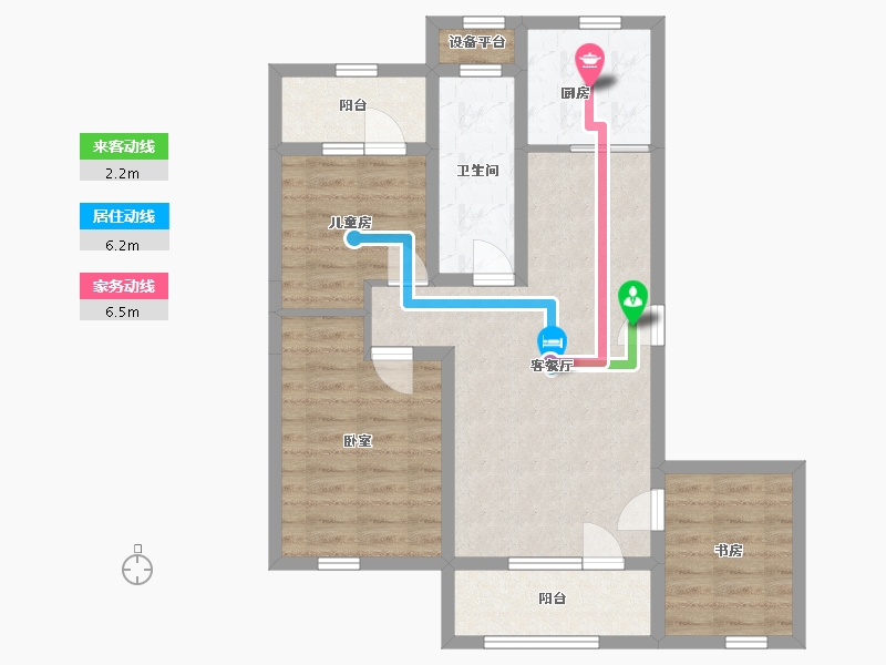 辽宁省-大连市-亿达第一郡-76.52-户型库-动静线