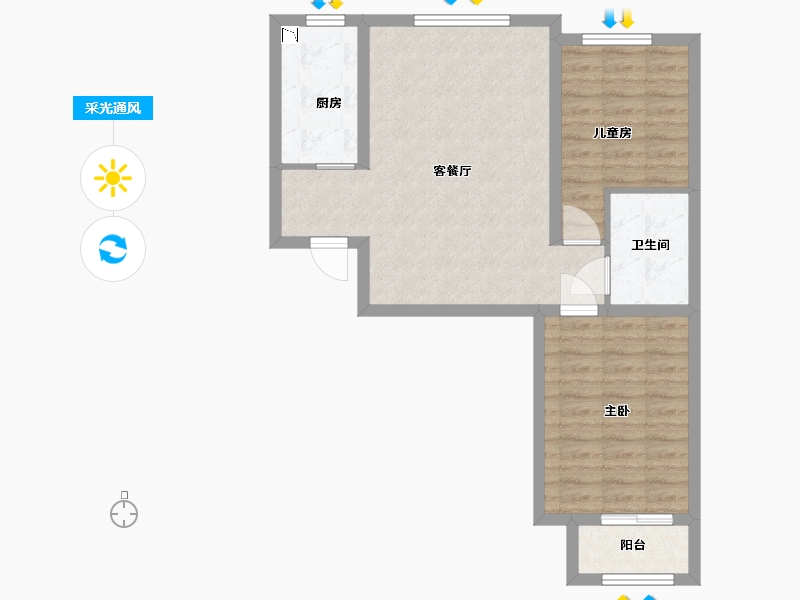 河北省-廊坊市-宏泰·龙河枫景-67.20-户型库-采光通风