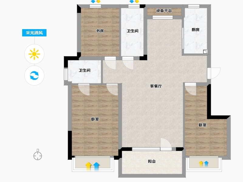 辽宁省-大连市-金湾十里海-97.06-户型库-采光通风