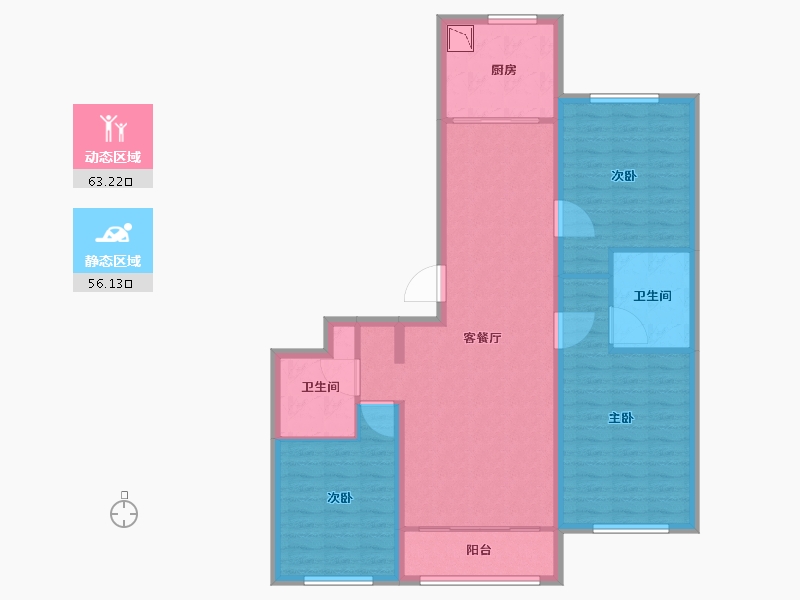 内蒙古自治区-呼和浩特市-呼和浩特恒大翡翠华庭-107.72-户型库-动静分区