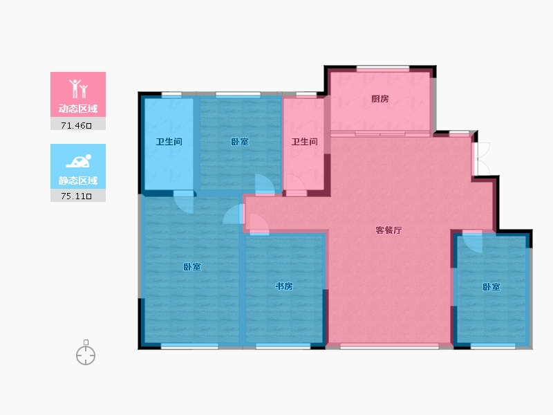 辽宁省-盘锦市-大洼公园里-133.00-户型库-动静分区