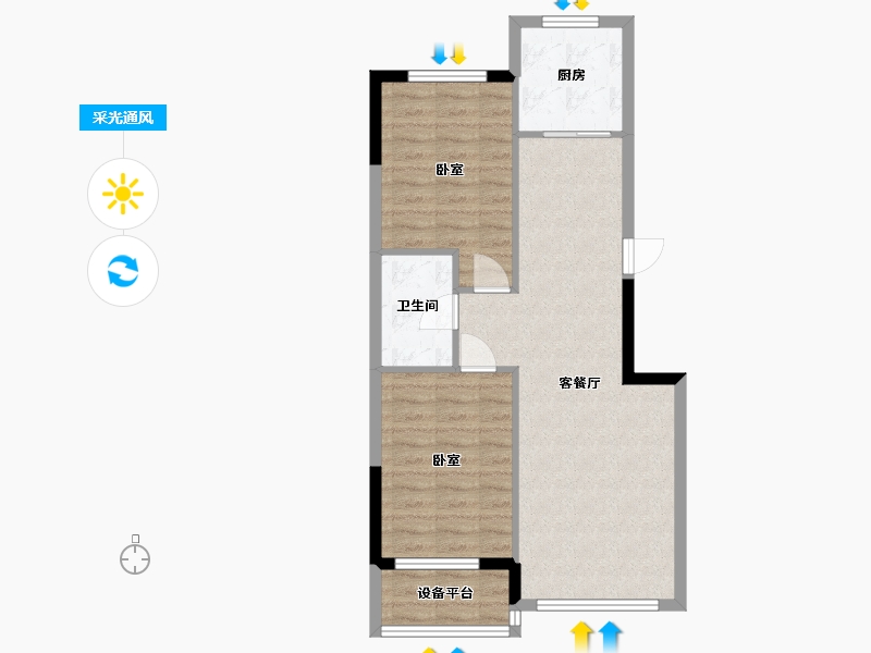 辽宁省-盘锦市-蓝色康桥L区炫立方-68.83-户型库-采光通风