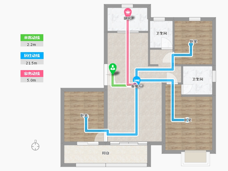 内蒙古自治区-包头市-中朵·上东郡-80.76-户型库-动静线