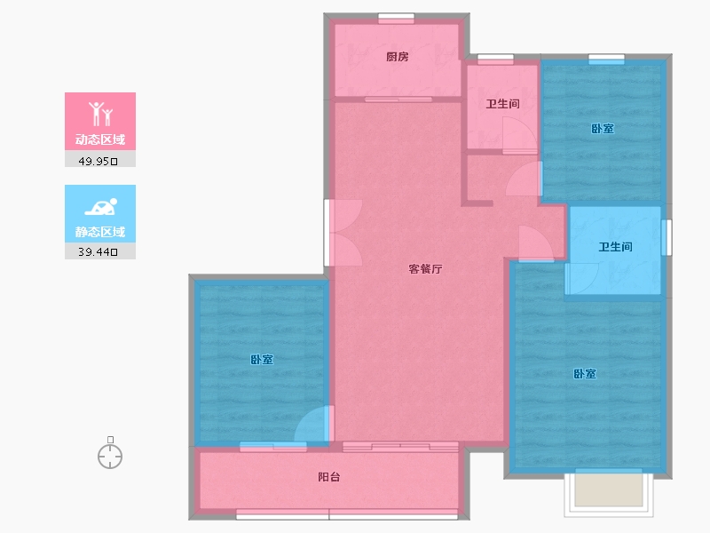 内蒙古自治区-包头市-中朵·上东郡-80.76-户型库-动静分区