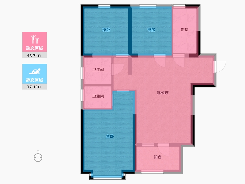 河北省-廊坊市-荣盛桃李观邸-76.10-户型库-动静分区