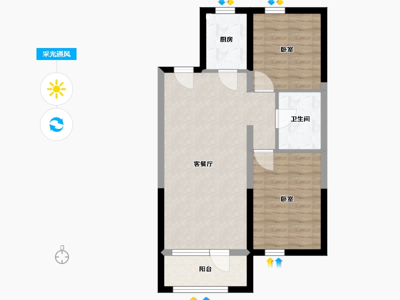 辽宁省-铁岭市-洲纪之星-58.57-户型库-采光通风