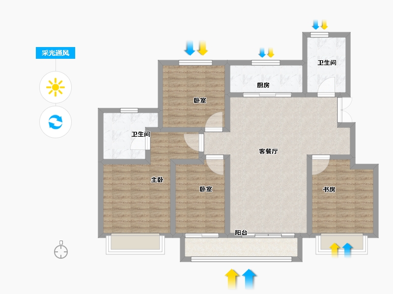 河北省-保定市-御景蓝郡-107.06-户型库-采光通风