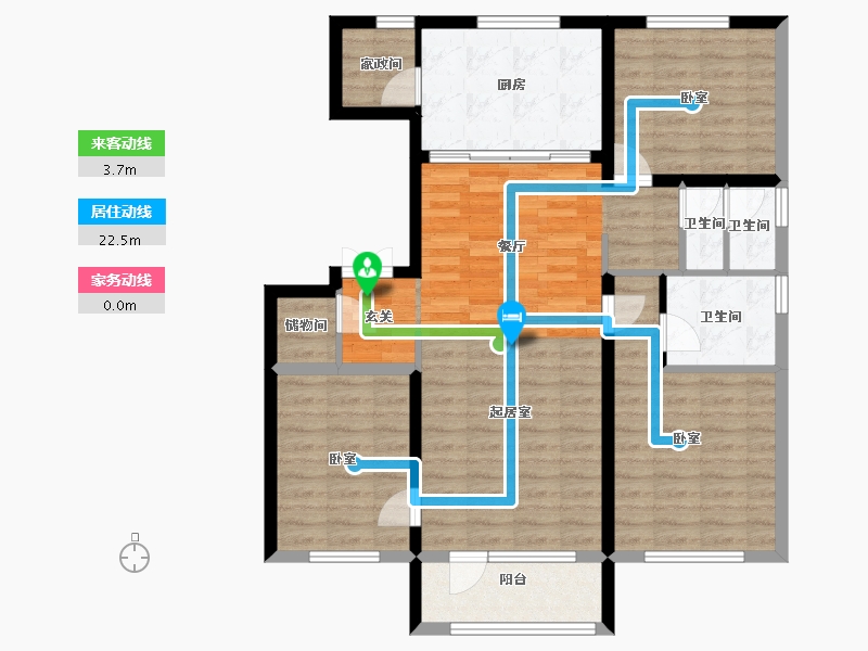 辽宁省-盘锦市-盘锦万科城·如园-98.80-户型库-动静线