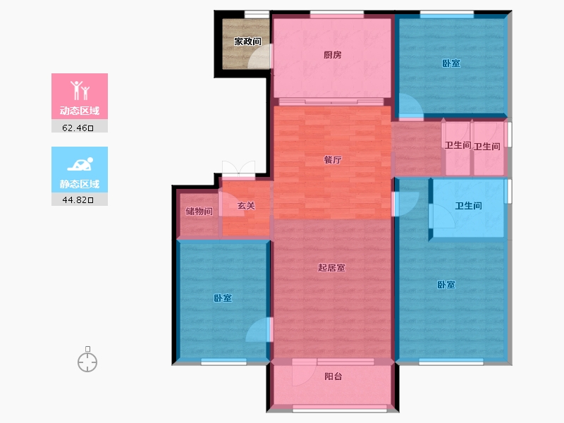 辽宁省-盘锦市-盘锦万科城·如园-98.80-户型库-动静分区