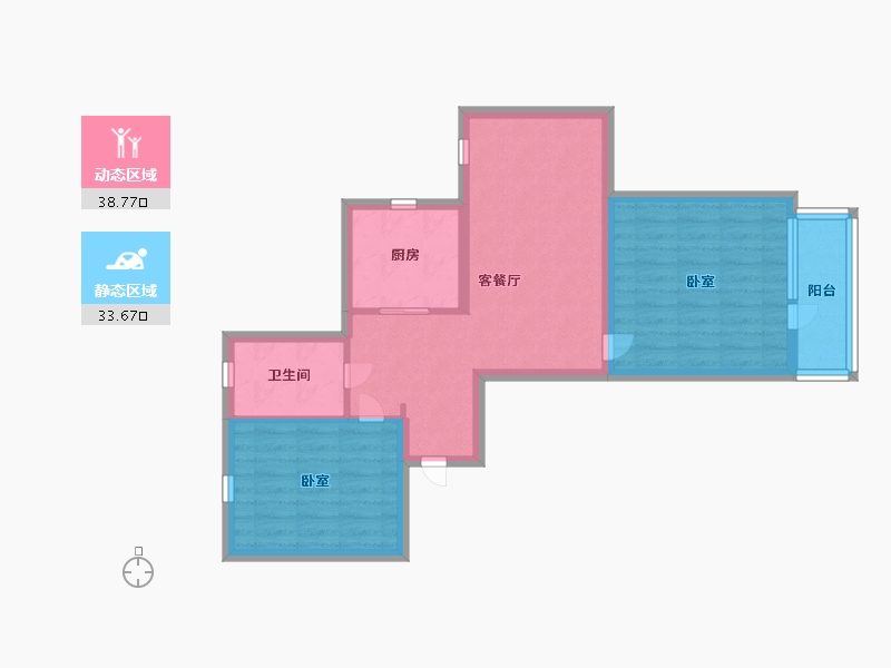 辽宁省-大连市-南山家里-63.99-户型库-动静分区