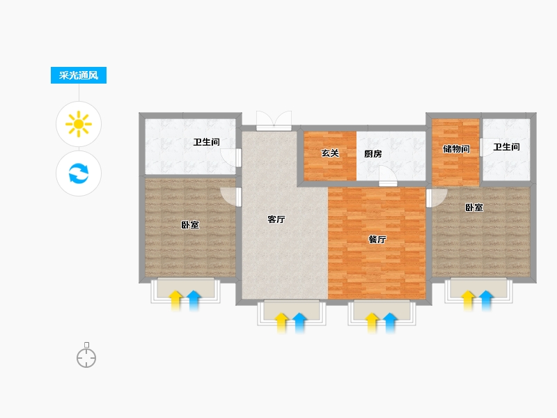 内蒙古自治区-呼和浩特市-观山悦-107.93-户型库-采光通风