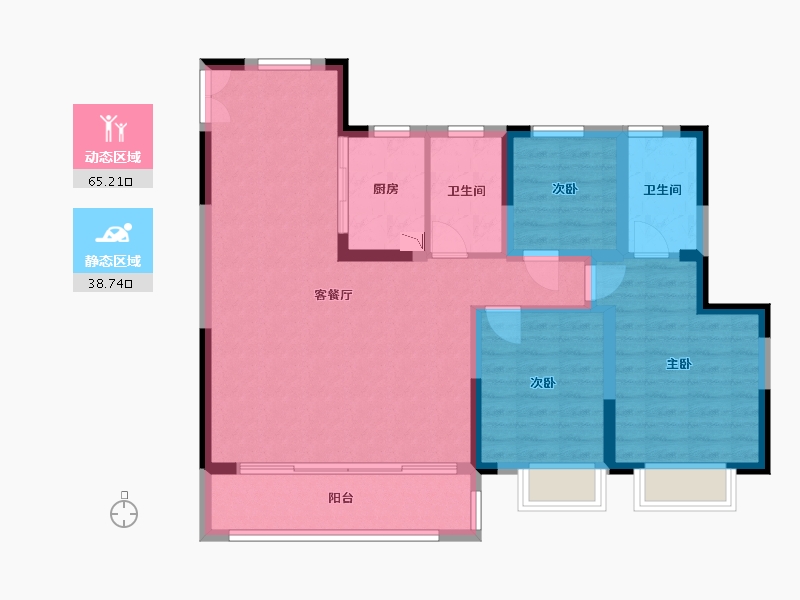 江苏省-盐城市-水木清华-93.45-户型库-动静分区