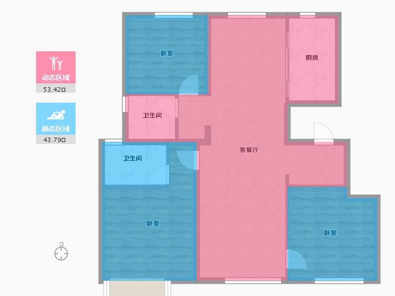 辽宁省-大连市-大华公园世家-87.58-户型库-动静分区