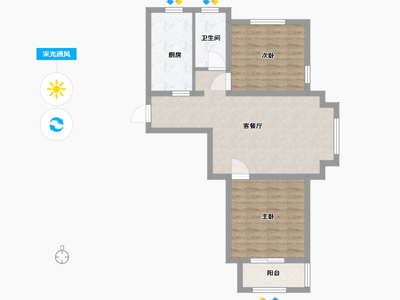 河北省-廊坊市-宏泰·龙河枫景-64.80-户型库-采光通风