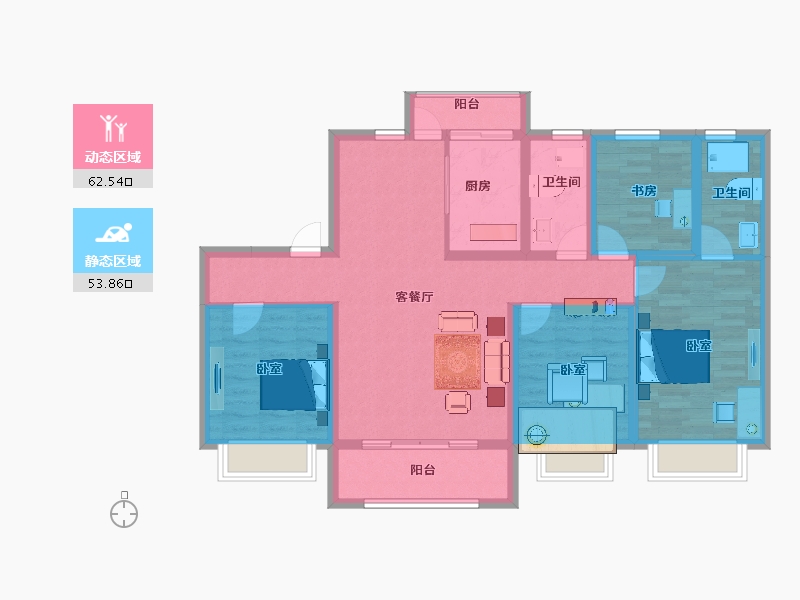 河北省-邯郸市-碧桂园越溪府-103.79-户型库-动静分区