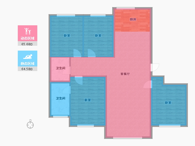 内蒙古自治区-鄂尔多斯市-城投·海昌鑫园-118.64-户型库-动静分区