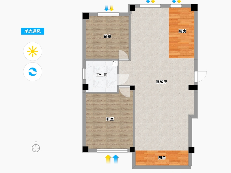 辽宁省-丹东市-蓝山溪谷-80.14-户型库-采光通风